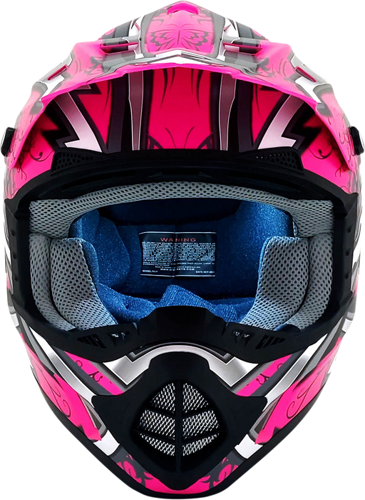 AFX Fx-17y Motorcycle Helmet - Butterfly - Matte Hot Pink - Medium 0111-1379