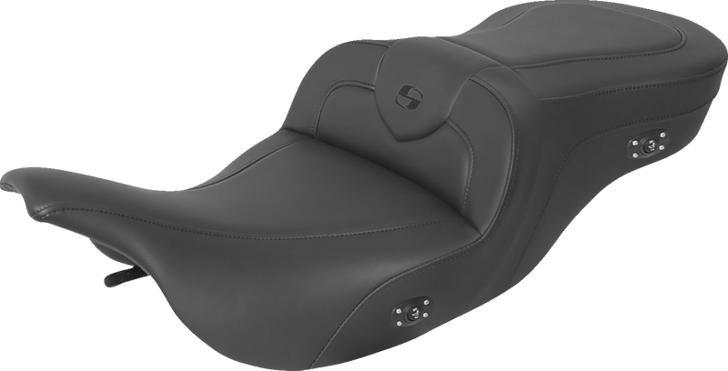 SADDLEMEN Heated RoadSofa Seat - Without Backrest - Black W/Black Stitching 897-07-187HCT