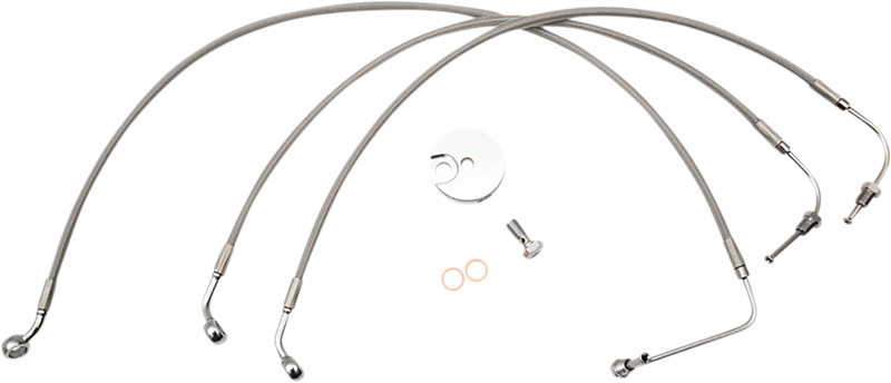 LA CHOPPERS Brake Lines - 18" - 20" Ape Hanger Handlebars - Stainless Steel LA-8154B19