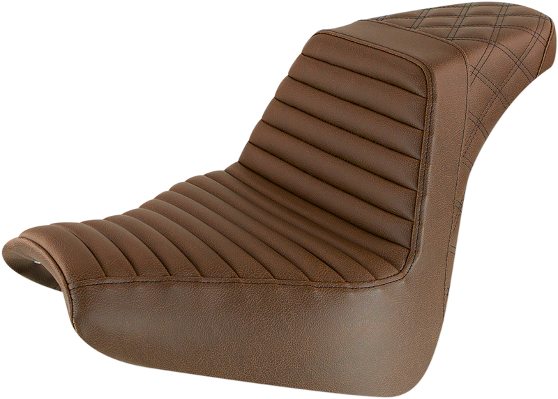 SADDLEMEN Step-Up Seat - Front Tuck-n-Roll/Rear Lattice Stitch - Brown 818-31-176BR