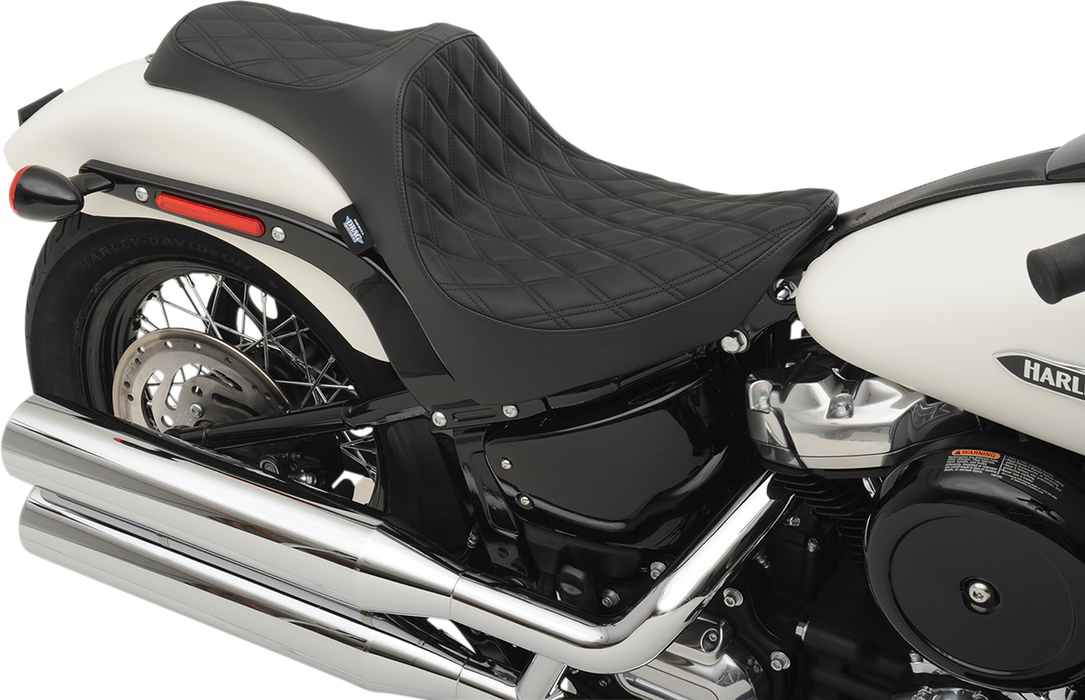 DRAG SPECIALTIES Predator III Seat - Double Diamond - Black Stitching - FL/FX '18-'22 0802-1145