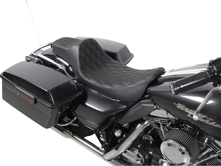 DRAG SPECIALTIES Extended Reach Predator III Seat - Double Diamond - Black NOT A 2-UP SEAT 8011369