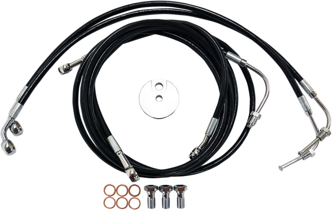 LA CHOPPERS Brake Line - 15" - 17" Ape Hanger Handlebars - Black LA-8050B16B