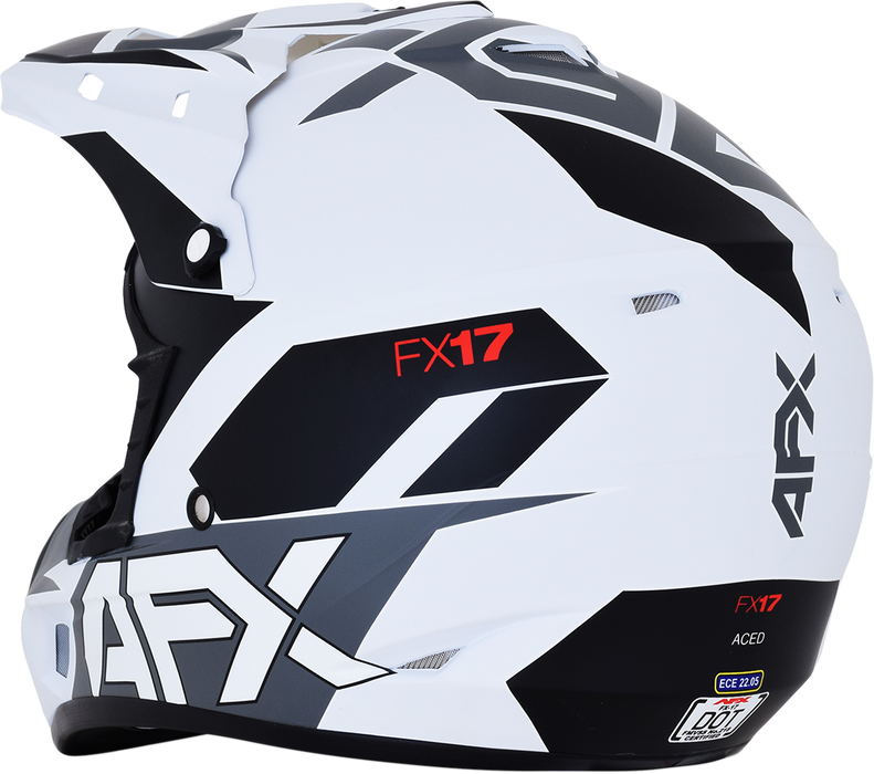 AFX FX-17 Motorcycle Helmet - Aced - Matte White/White - Large 0110-6496