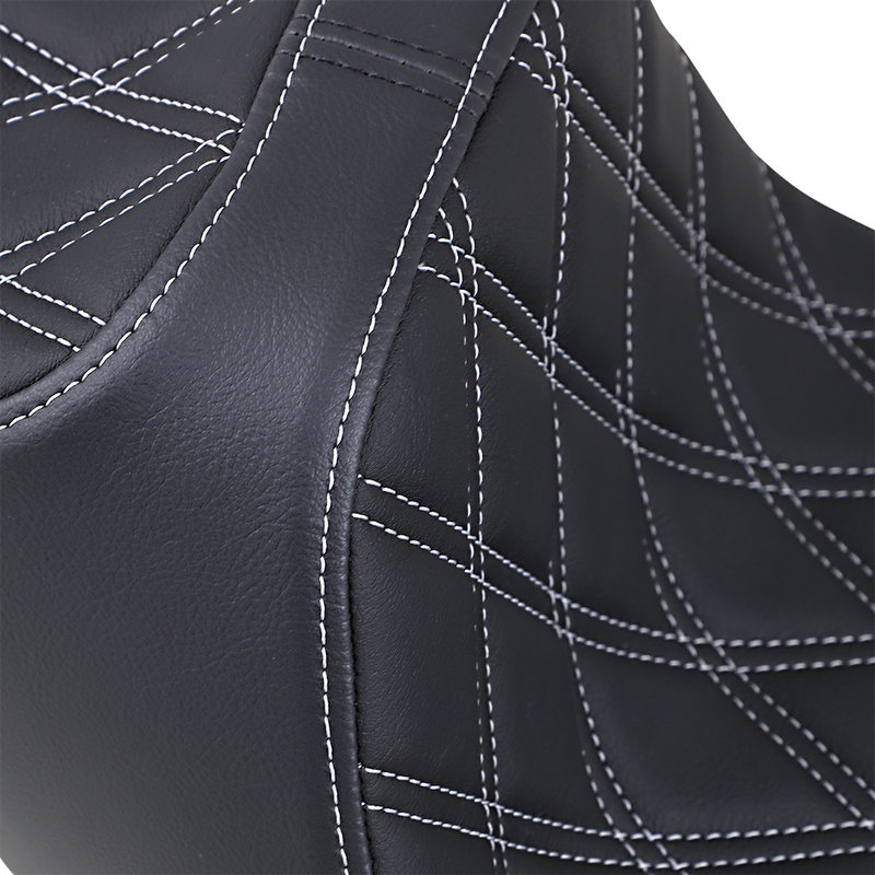 DRAG SPECIALTIES Predator III Seat - Extended - Double Diamond - Silver Stitched - FL '08-'22 0801-1261