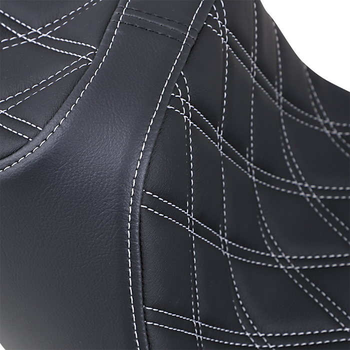 DRAG SPECIALTIES Predator III Seat - Extended - Double Diamond - Silver Stitched - FL '08-'22 0801-1261