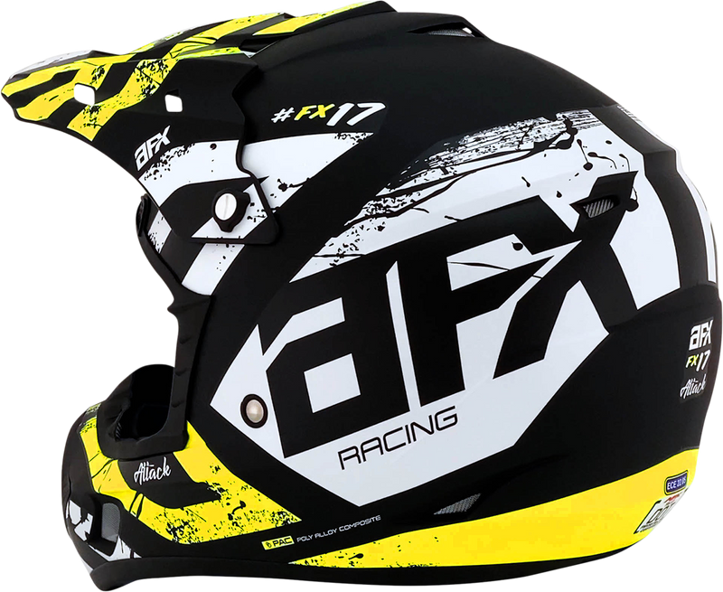 AFX FX-17Y Motorcycle Helmet - Attack - Matte Black/Hi-Vis Yellow - Large 0111-1416