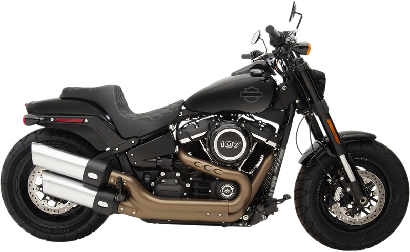 DRAG SPECIALTIES Predator III Seat - Double Diamond - Silver Stitched - FXFB/S '18-'22 FIT FLSTN W/O LUGG RACK 0802-1073