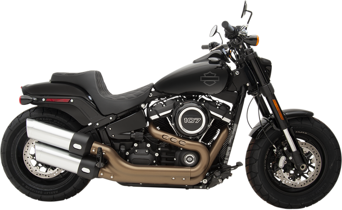 DRAG SPECIALTIES Predator III Seat - Double Diamond - Silver Stitched - FXFB/S '18-'22 FIT FLSTN W/O LUGG RACK 0802-1073