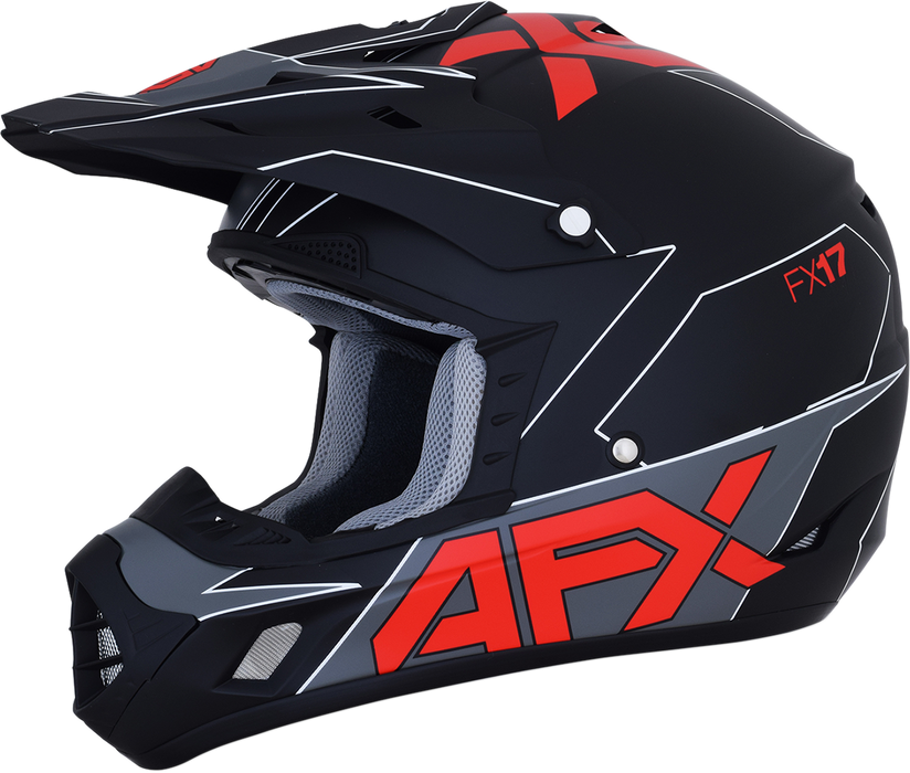 AFX FX-17 Motorcycle Helmet - Aced - Matte Black/Red - Large 0110-6486