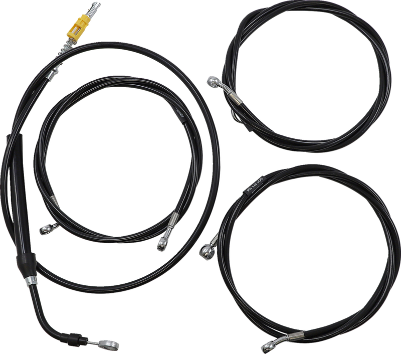 LA CHOPPERS Handlebar Cable/Brake Line Kit - Complete - 12" - 14" Ape Hanger Handlebars - Black Vinyl LA-8058KT2-13B
