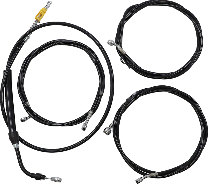 LA CHOPPERS Handlebar Cable/Brake Line Kit - Complete - 12" - 14" Ape Hanger Handlebars - Black Vinyl LA-8056KT2-13B