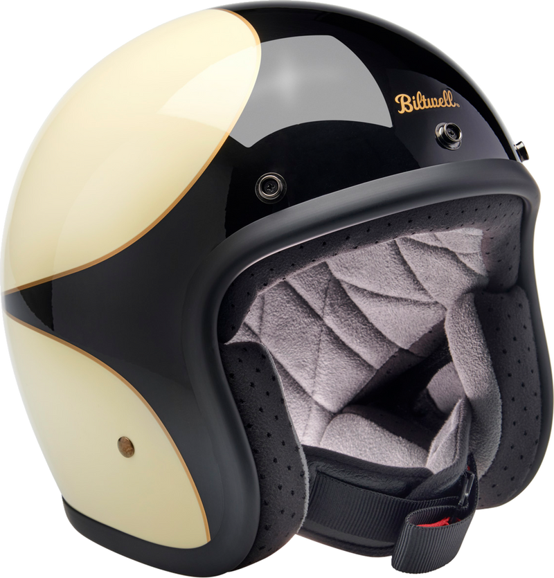 BILTWELL Bonanza Helmet - Gloss Vintage White/Black Scallop - XL 1001-559-205