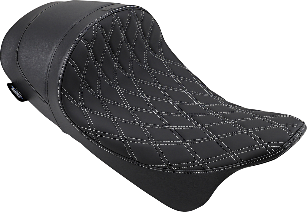 DRAG SPECIALTIES Forward Low Solo Seat - Diamond - Silver Stitched - FL '08-'22 0801-1253