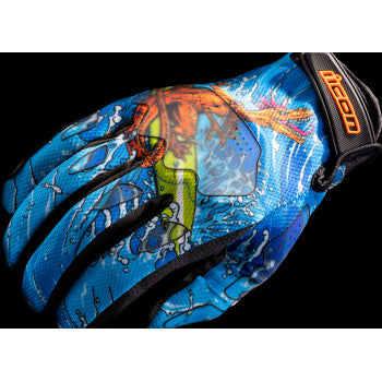 ICON Hooligan™ Dino Fury Motorcycle Gloves - Blue - 3XL 3301-4640