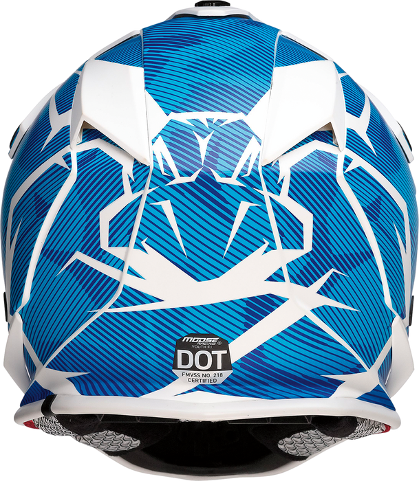 MOOSE RACING Youth F.I. Helmet - Agroid Camo - MIPS® - Blue/White - Small 0111-1532