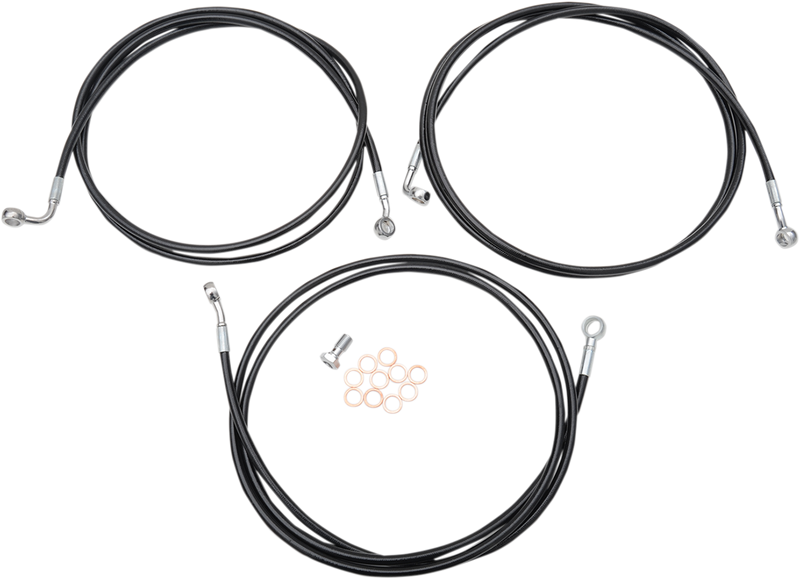 LA CHOPPERS Brake Line - 18" - 20" Ape Hanger Handlebars - Black LA-8052B19B