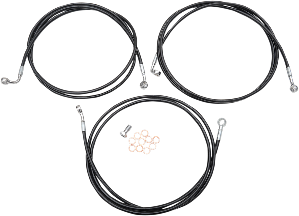 LA CHOPPERS Brake Line - 18" - 20" Ape Hanger Handlebars - Black LA-8052B19B