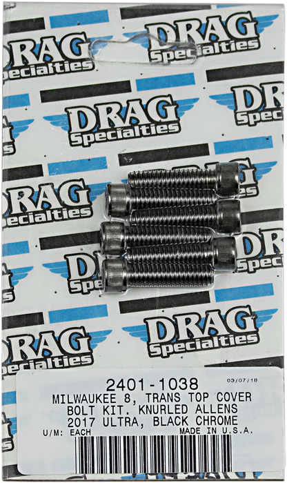 DRAG SPECIALTIES Transmission Top Bolt Kit - Black/Chrome - M8 MK786BK