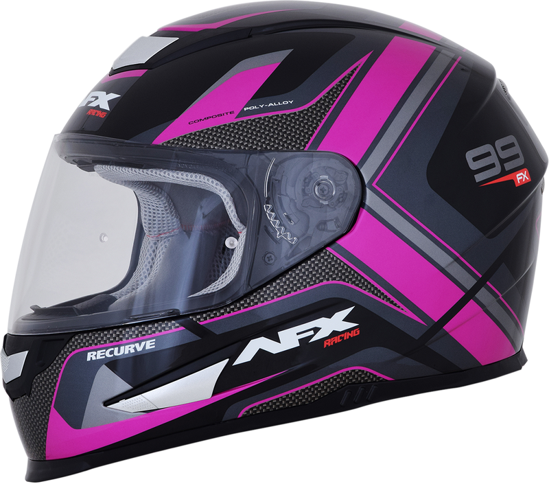 AFX FX-99 Motorcycle Helmet - Recurve - Black/Fuchsia - Small 0101-11102