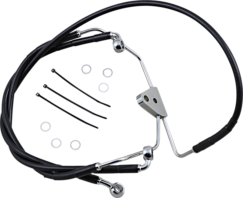 DRAG SPECIALTIES Brake Line - Front - Black - +6" 620085-6BLK