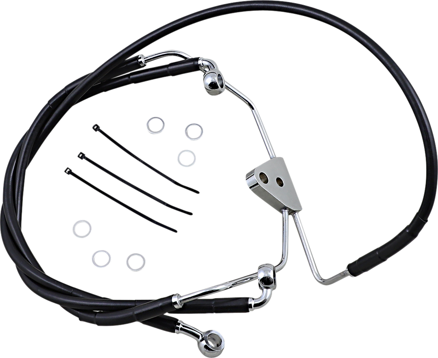 DRAG SPECIALTIES Brake Line - Front - Black - +6" 620085-6BLK