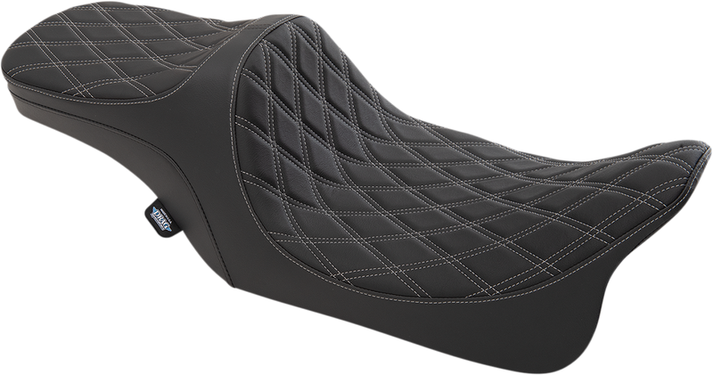 DRAG SPECIALTIES Predator III 2-Up Seat - Double Diamond - Silver Thread FIT 99-07 FLHR,06-07 FLHX 0801-1309