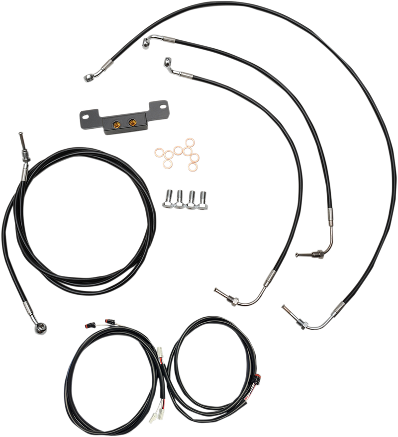 LA CHOPPERS Cable Kit - 12" - 14" Ape Hanger Handlebars - Black LA-8055KT3-13B