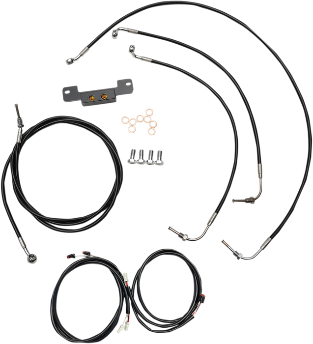 LA CHOPPERS Cable Kit - 12" - 14" Ape Hanger Handlebars - Black LA-8055KT3-13B