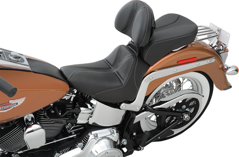 SADDLEMEN Dominator Solo Seat - Stitched - Black w/ Gray Stitching - FLSTC/N '06-'17 806-15-0042
