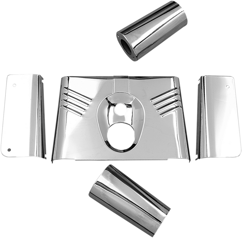 DRAG SPECIALTIES 5-Piece Fork Tins - Chrome - Ribbed - '86-'17 FLST 74157