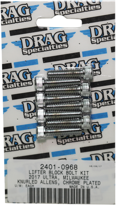 DRAG SPECIALTIES Lifter Block Knurled Bolt Kit - Chrome - M8 MK776
