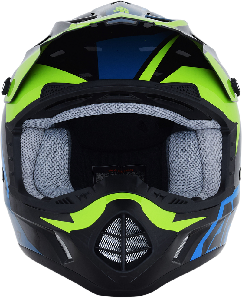 AFX FX-17 Motorcycle Helmet - Aced - Blue/Lime - Large 0110-6501