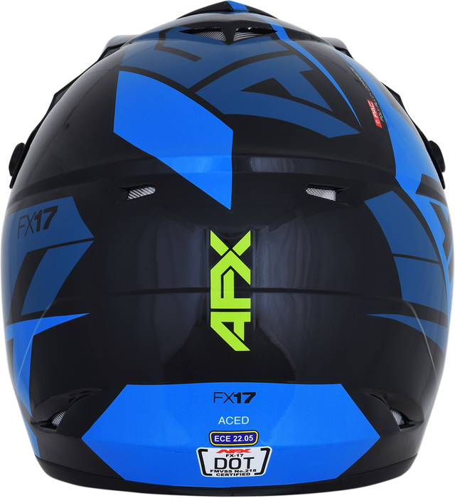 AFX FX-17 Motorcycle Helmet - Aced - Blue/Lime - 2XL 0110-6503
