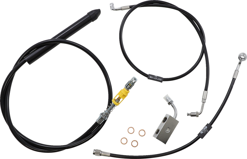 LA CHOPPERS Handlebar Cable/Brake Line Kit - 18" - 20" Ape Hanger Handlebars - Black Vinyl LA-8155KT-19B