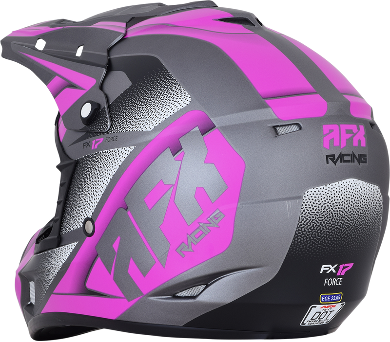 AFX FX-17 Motorcycle Helmet - Force - Frost Gray/Fuchsia - Medium 0110-5210
