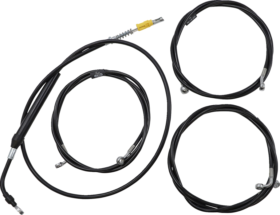 LA CHOPPERS Handlebar Cable/Brake Line Kit - 18" - 20" Ape Hanger Handlebars - Black Vinyl LA-8058KT-19B