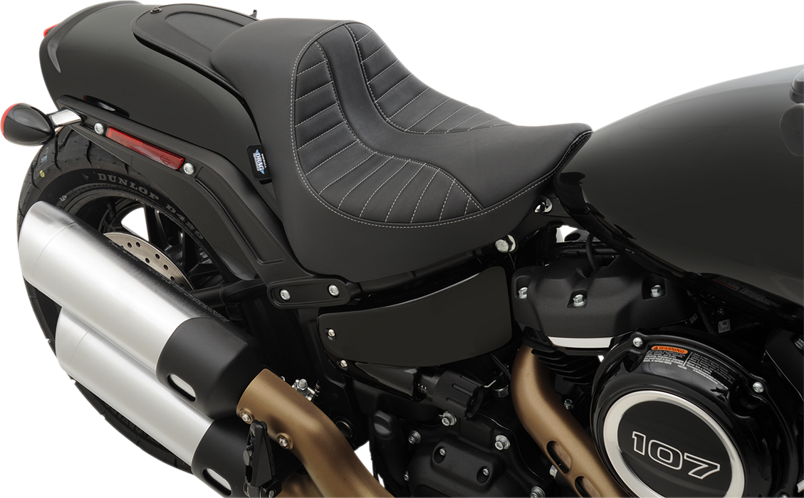 DRAG SPECIALTIES EZ-Solo Seat - Scorpion Stitch - Silver Thread - Vinyl - FXFB '18-'22 ACT EZ-ON STYLE 0802-1129