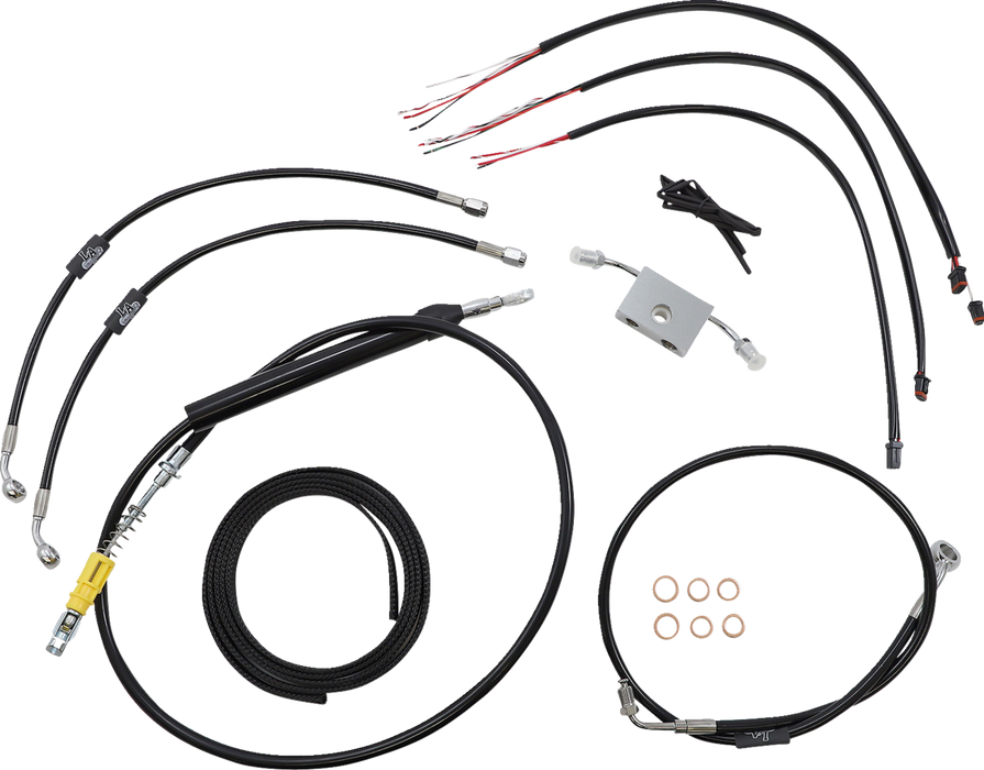 LA CHOPPERS Handlebar Cable/Brake Line Kit- Quick Connect - Complete - 15" - 17" Ape Hanger Handlebars - Black LA-8157KT2-16B