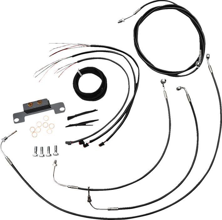 LA CHOPPERS Handlebar Cable/Brake Line Kit - Complete - Stock Ape Hanger Handlebars - Black Vinyl LA-8056KT2-08B