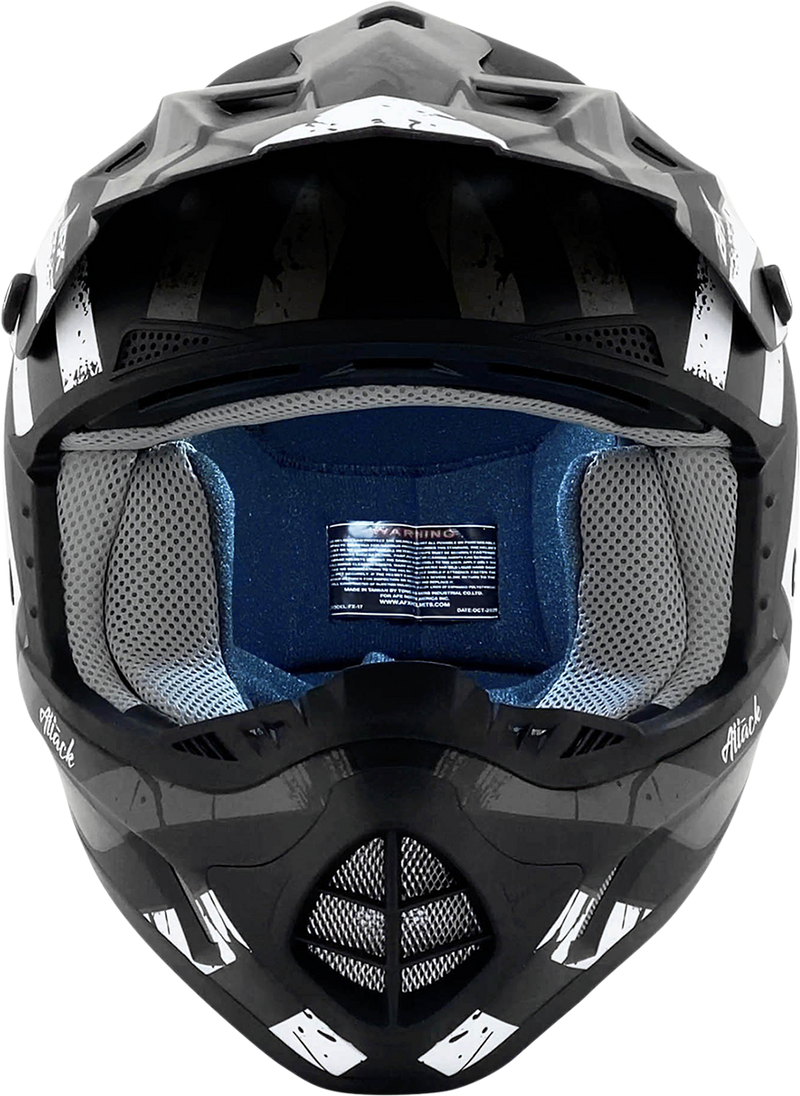 AFX FX-17Y Motorcycle Helmet - Attack - Matte Black/Silver - Medium 0111-1400