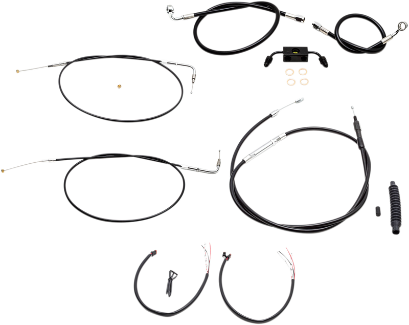 LA CHOPPERS Handlebar Cable/Brake Line Kit - Complete - Mini Ape Hanger Handlebars - Black Vinyl LA-8321KT2-08B