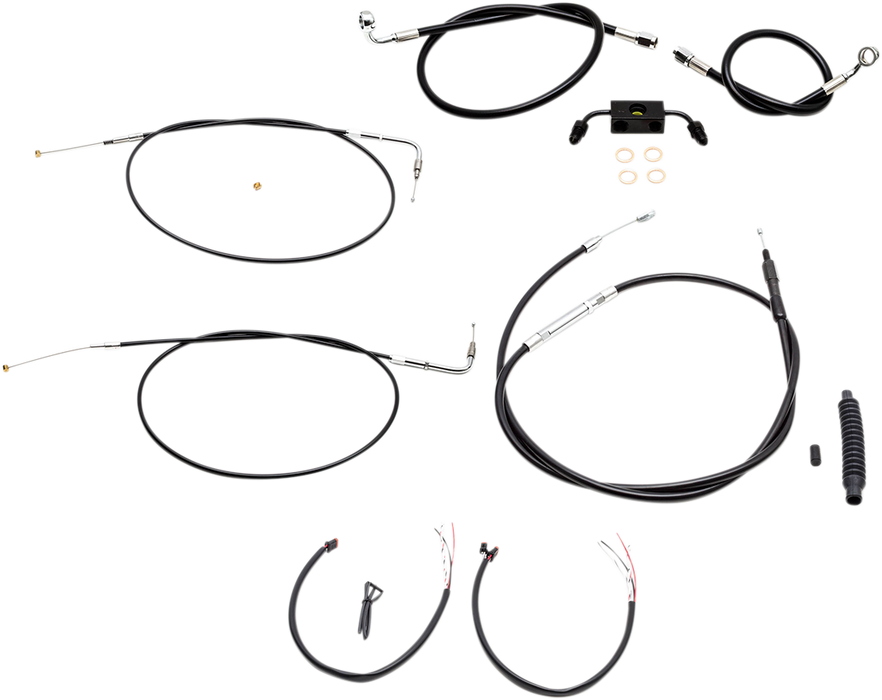 LA CHOPPERS Handlebar Cable/Brake Line Kit - Complete - Mini Ape Hanger Handlebars - Black Vinyl LA-8321KT2-08B