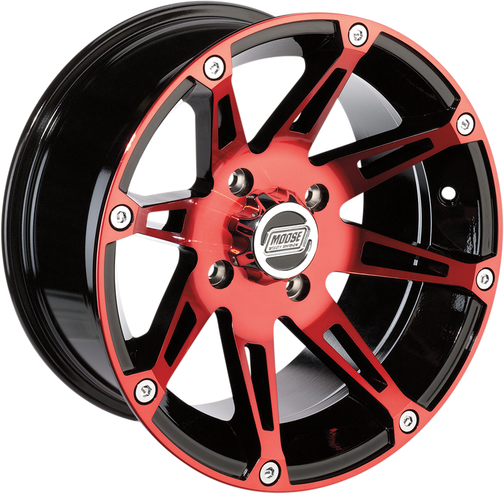 MOOSE UTILITY Wheel - 387X - Rear - Anodized Red/Black - 12x8 - 4/156 - 4+4 387MO128156BWR4