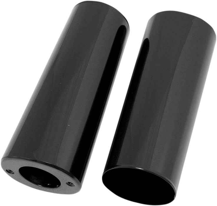 DRAG SPECIALTIES Fork Slider Covers - Gloss Black - Smooth - Extended +2" (8.5") 74538B