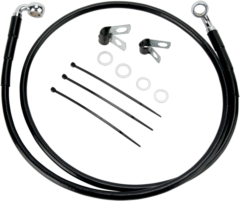 DRAG SPECIALTIES Brake Line - Front - Black - +4" - FXDL '01-'05 640110-4BLK