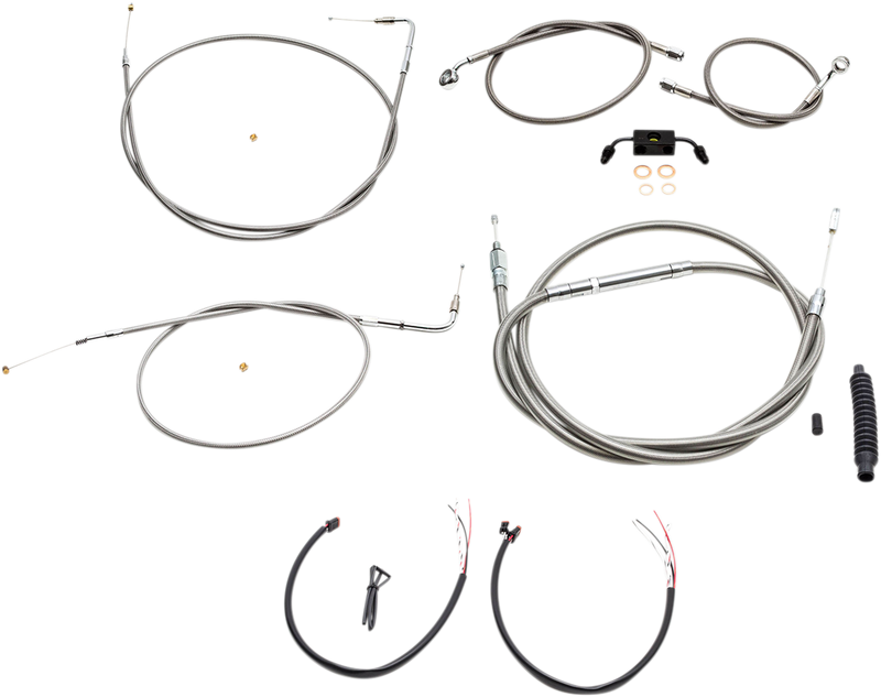 LA CHOPPERS Handlebar Cable/Brake Line Kit - Complete - 12" - 14" Ape Hanger Handlebars - Stainless LA-8231KT2-13