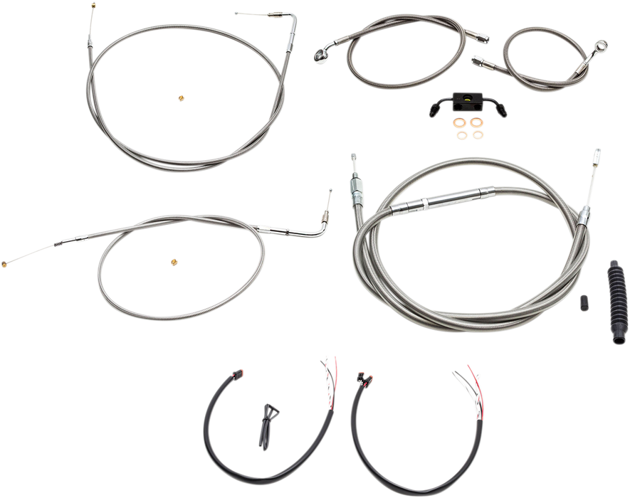 LA CHOPPERS Handlebar Cable/Brake Line Kit - Complete - 12" - 14" Ape Hanger Handlebars - Stainless LA-8211KT2-13