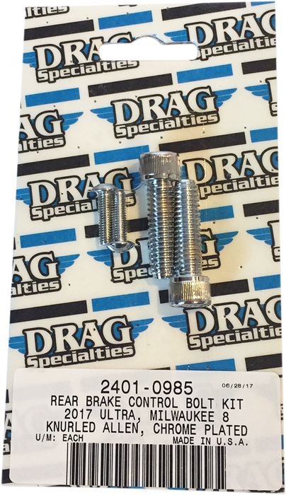 DRAG SPECIALTIES Rear Brake Knurled Bolt Kit - Chrome - M8 MK785