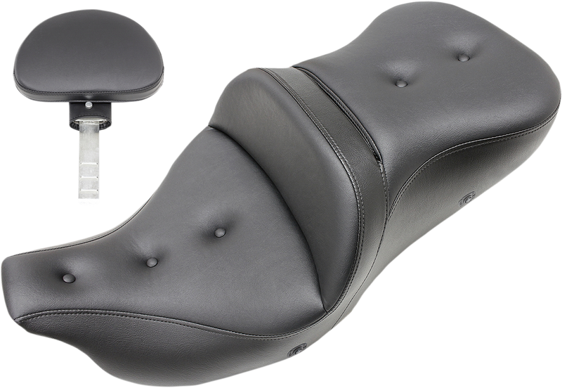 SADDLEMEN Pillow-Top Roadsofa Seat - with Backrest - Heated - Black - FLH/FLT '08-'23 808-07B-181BRHC